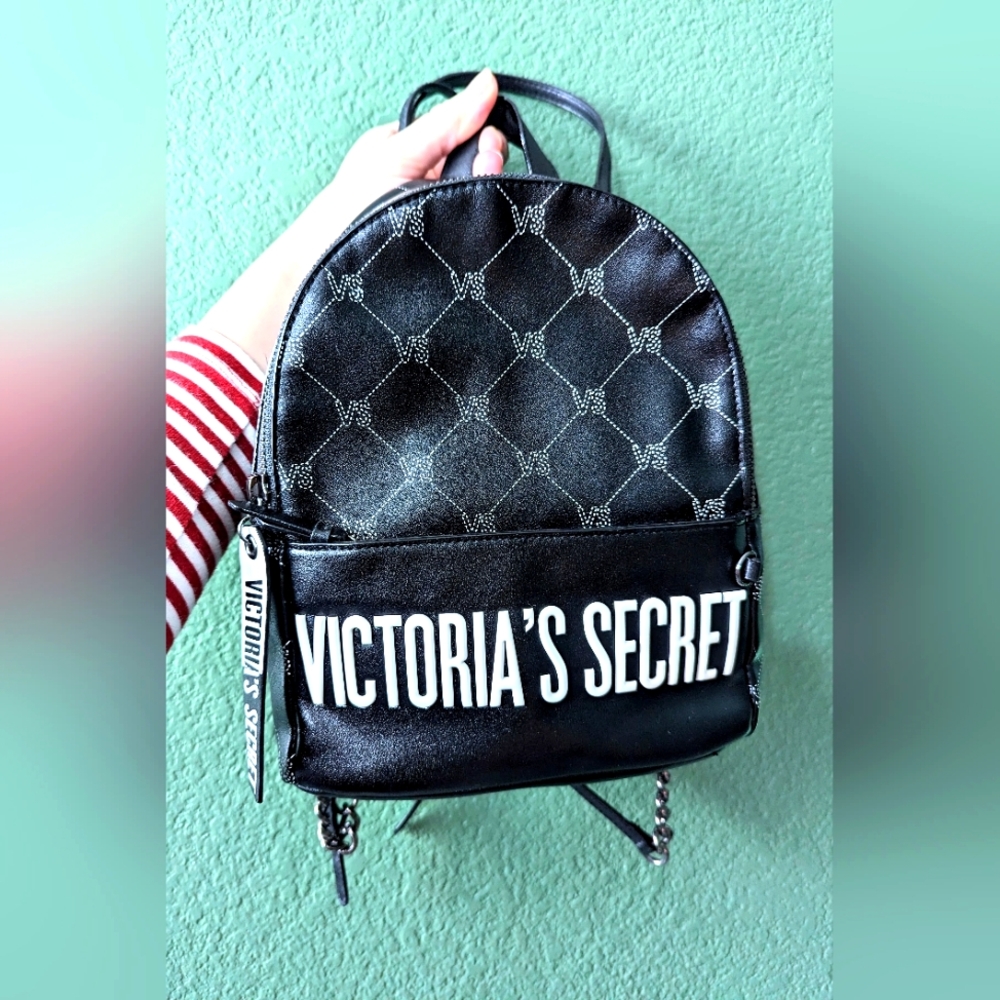 Victoria’s Secret Black White Monogram Small City Backpack Bag